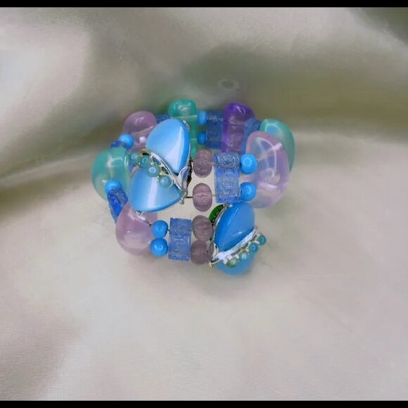 Retro Gummy Wrap Bangle Bracelet Made with Vintage Lucite -One of a Kind - Picture 2 of 12